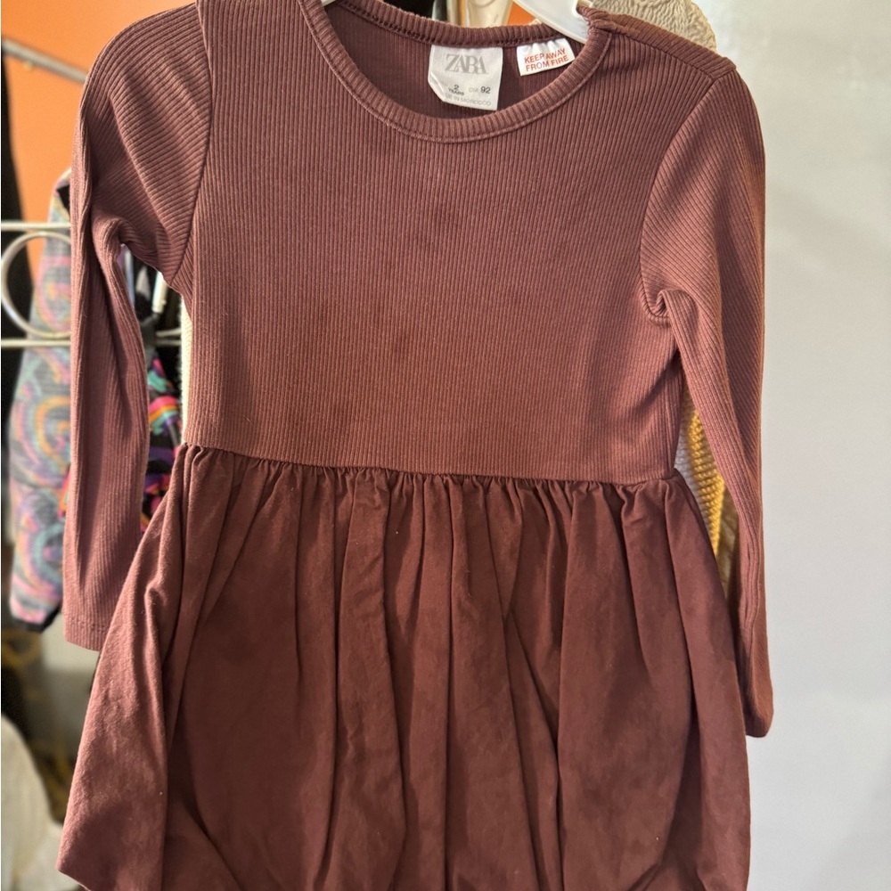 Zara Kids Chocolate Long Sleeve Dress